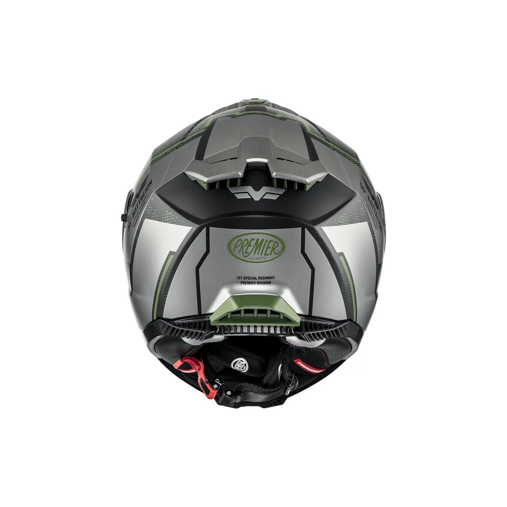 Premier Helmets Typhoon Full Face Hjelm Mat Sort Grå Mørkegrøn