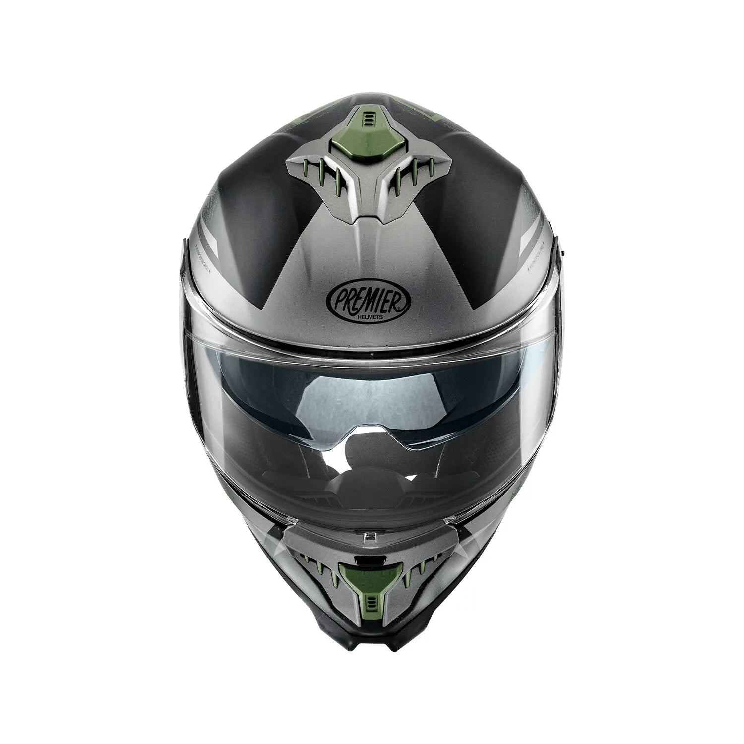 Premier Helmets Typhoon Full Face Hjelm Mat Sort Grå Mørkegrøn