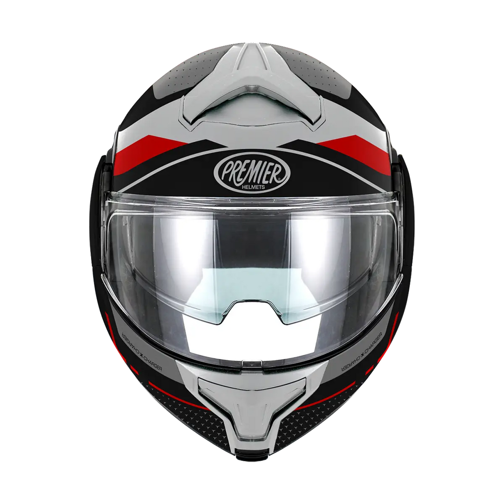 Premier Helmets X-Charger Modulhjelm Sort Grå Rød Hvid