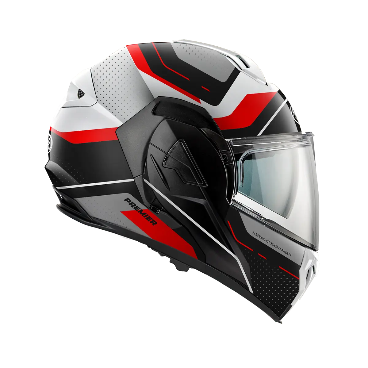 Premier Helmets X-Charger Modulhjelm Sort Grå Rød Hvid