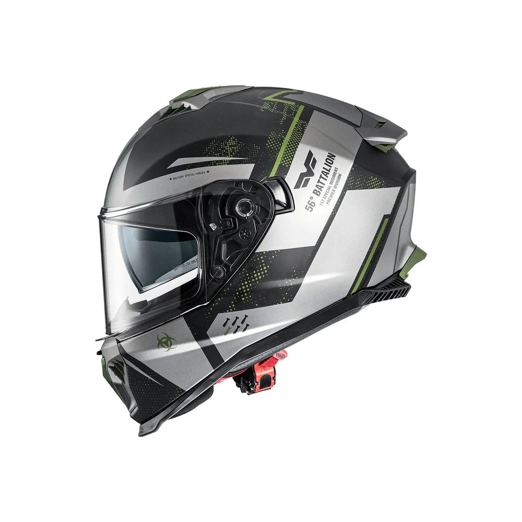 Premier Helmets Typhoon Full Face Hjelm Mat Sort Grå Mørkegrøn