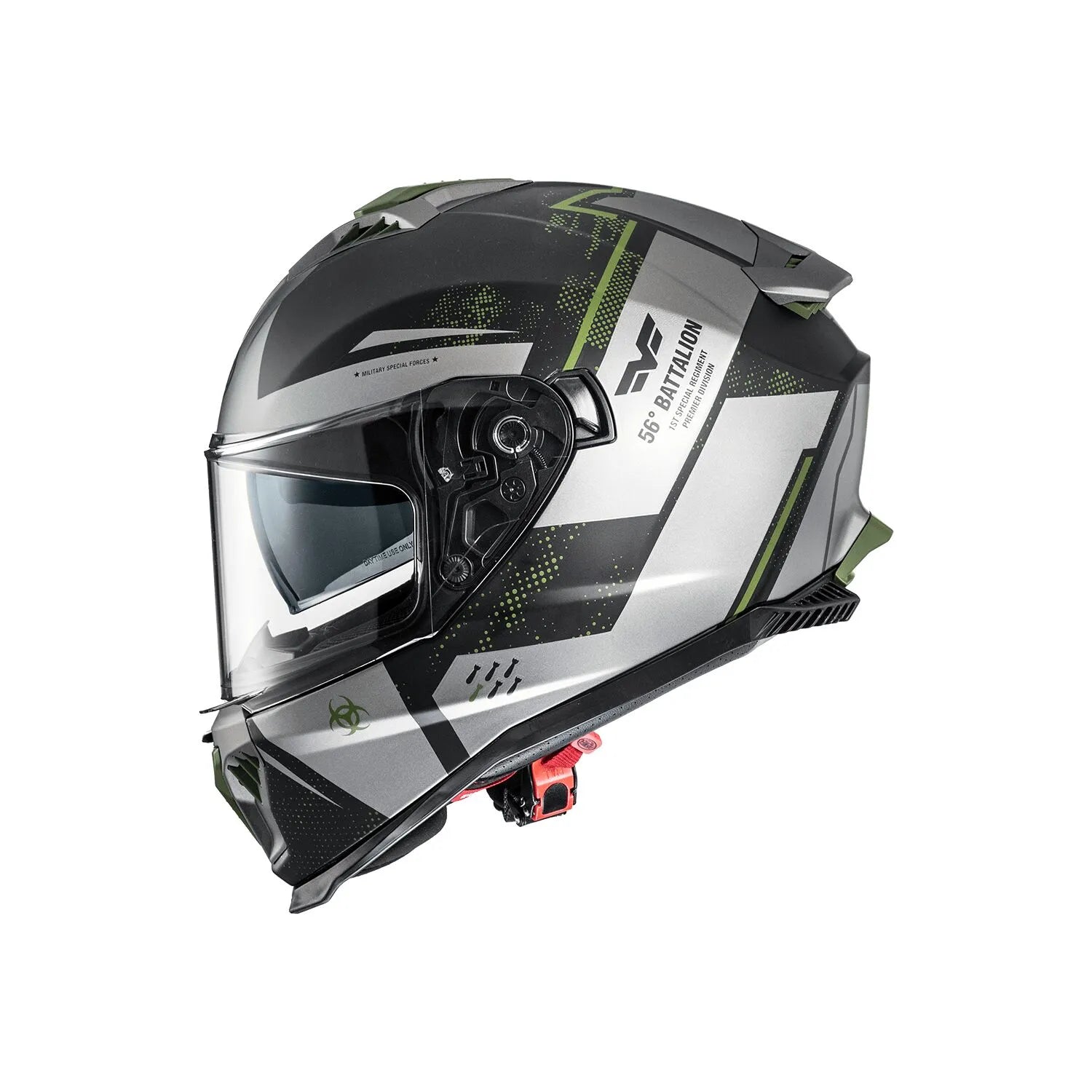 Premier Helmets Typhoon Full Face Hjelm Mat Sort Grå Mørkegrøn