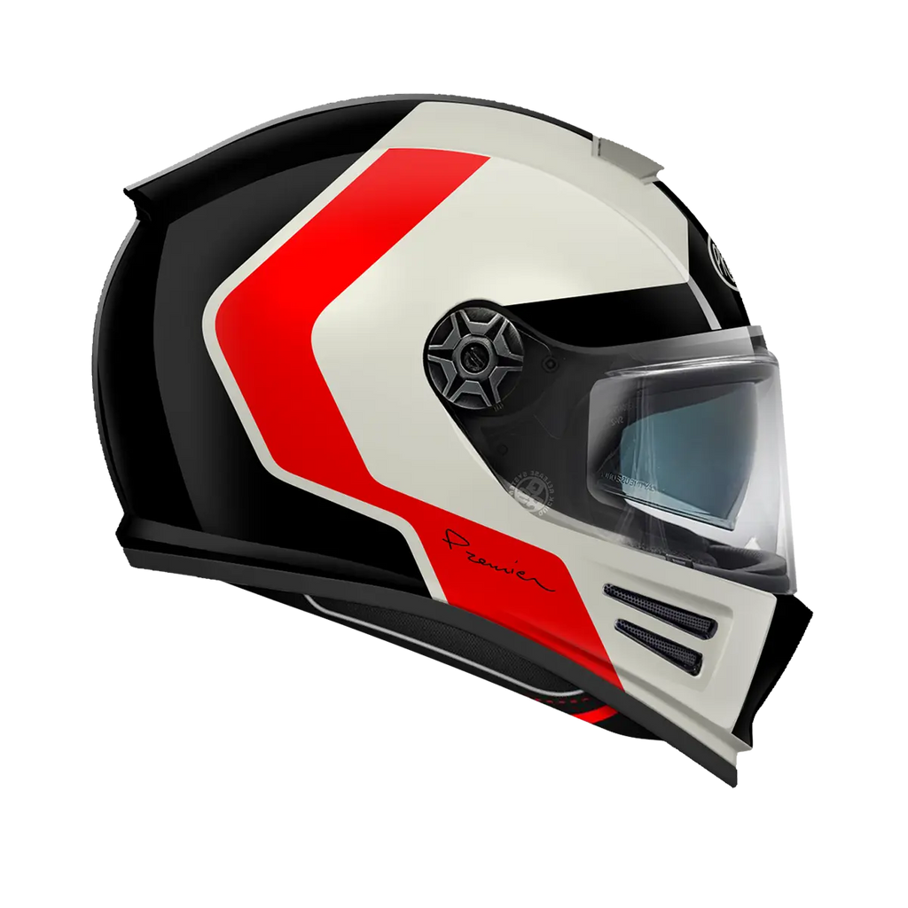 Premier Helmets Commander GP Carbon Mat Hjelm Sort Rød Hvid