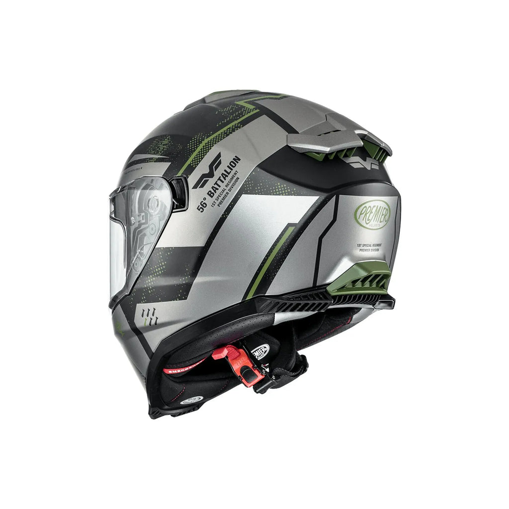 Premier Helmets Typhoon Full Face Hjelm Mat Sort Grå Mørkegrøn