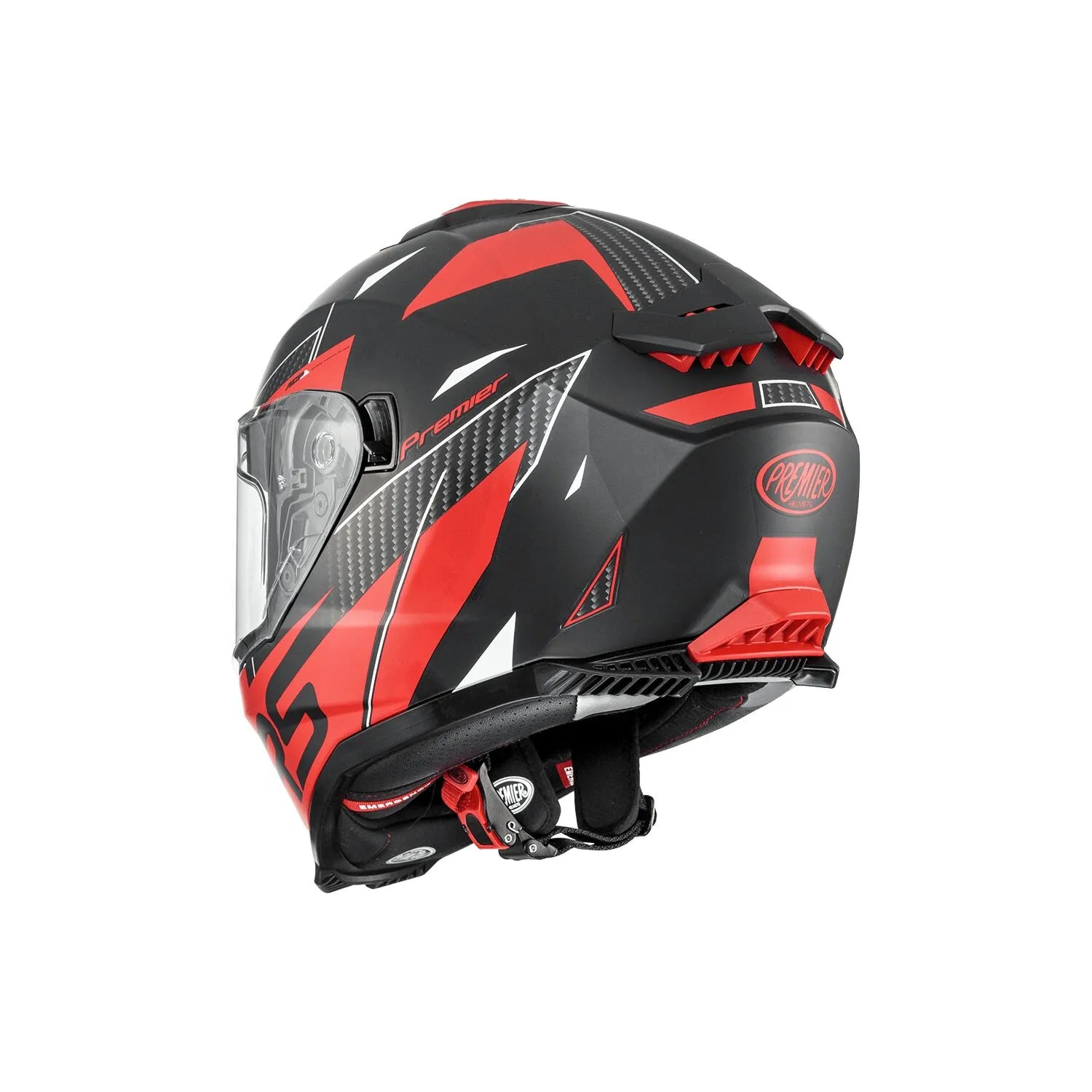 Premier Helmets Typhoon Full Face Hjelm Mat Sort Rød