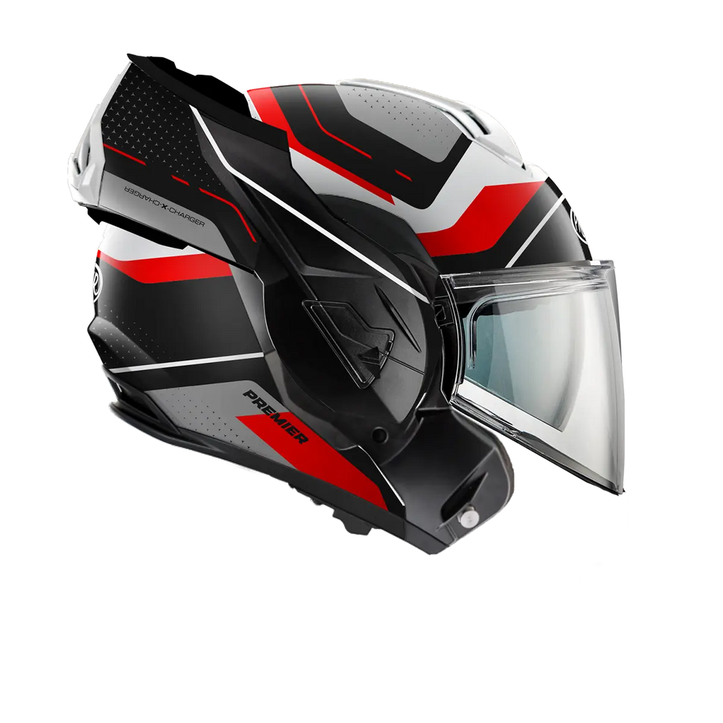 Premier Helmets X-Charger Modulhjelm Sort Grå Rød Hvid