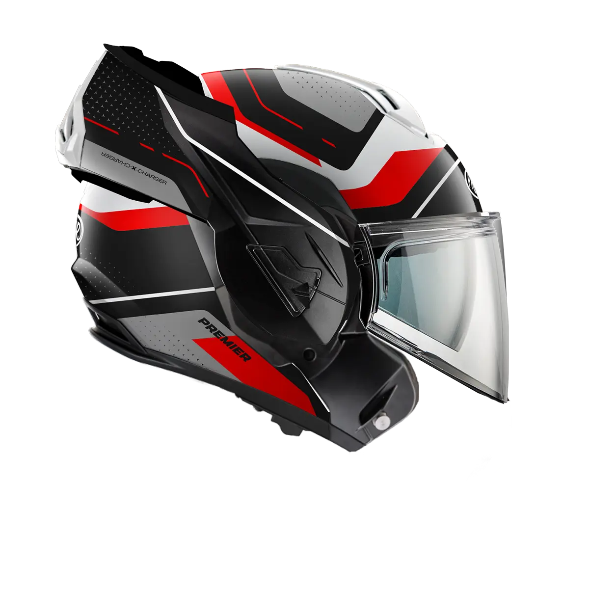 Premier Helmets X-Charger Modulhjelm Sort Grå Rød Hvid