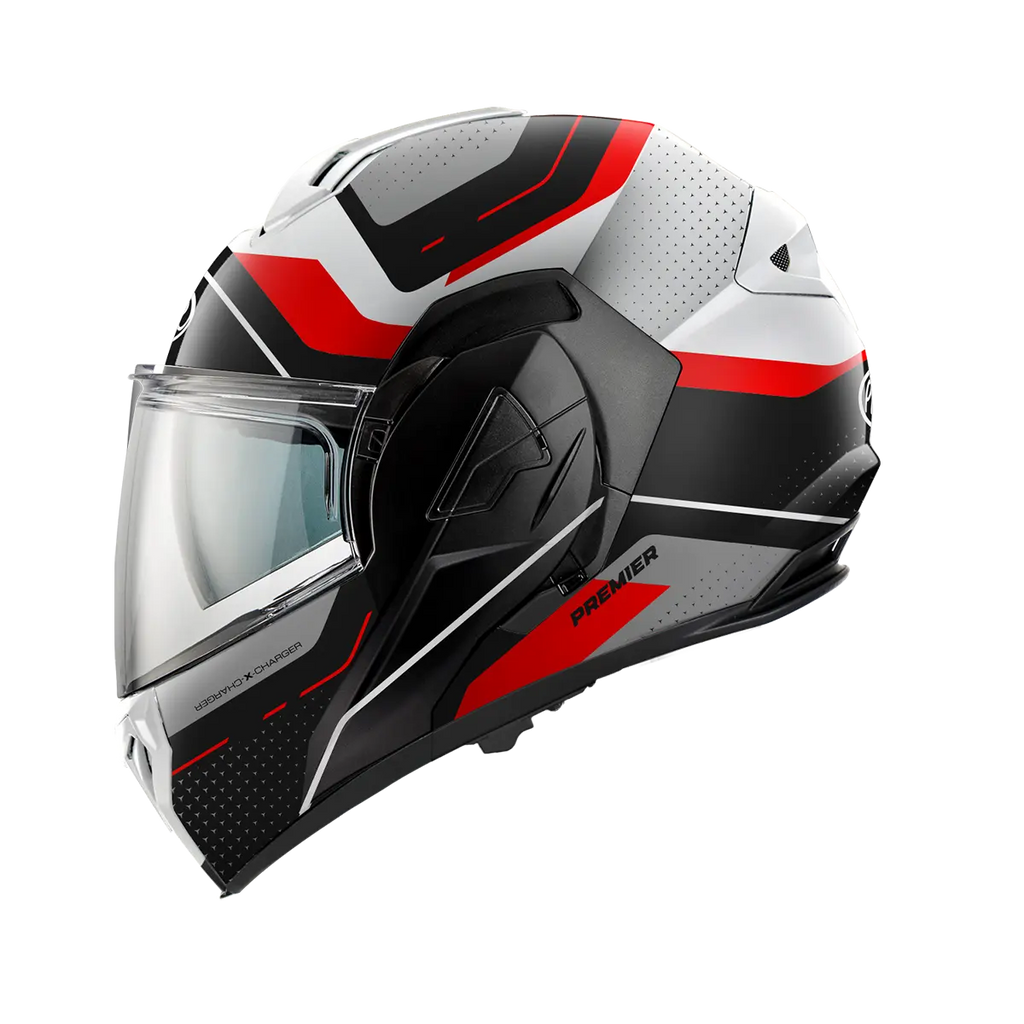 Premier Helmets X-Charger Modulhjelm Sort Grå Rød Hvid
