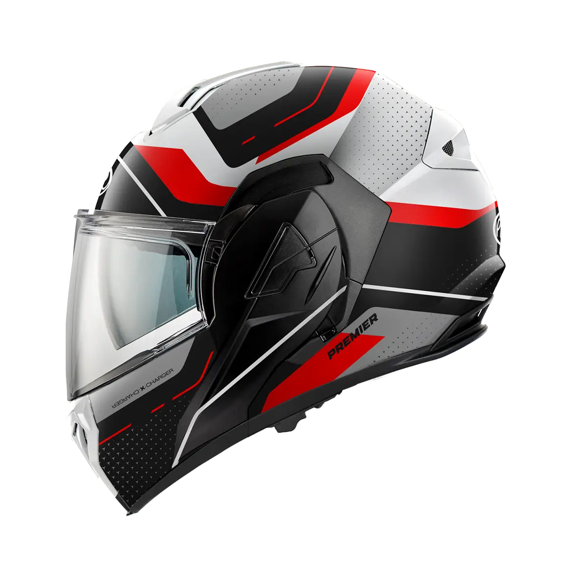 Premier Helmets X-Charger Modulhjelm Sort Grå Rød Hvid