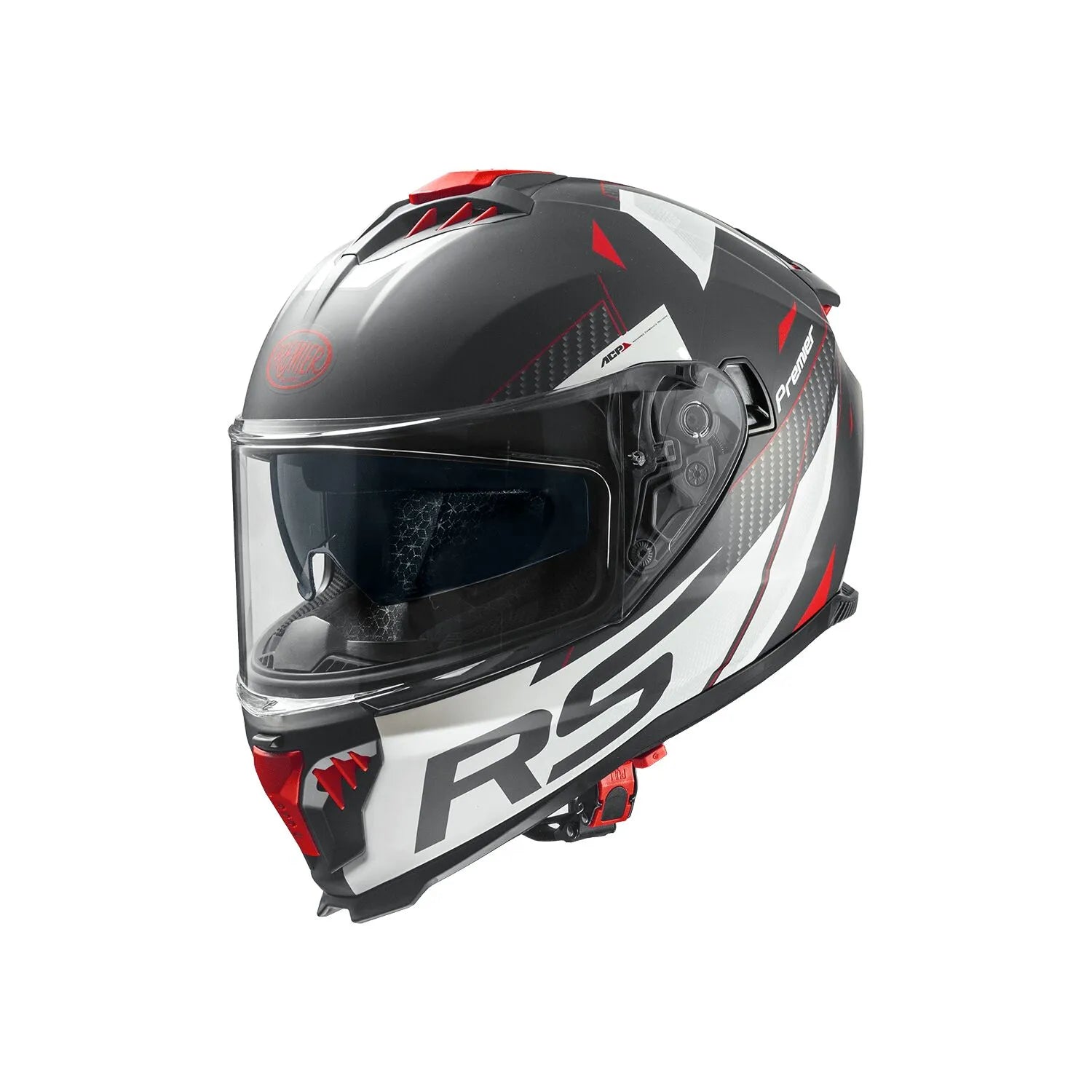 Premier Helmets Typhoon RS 2 BM Hjelm Mat Grå Hvid Rød