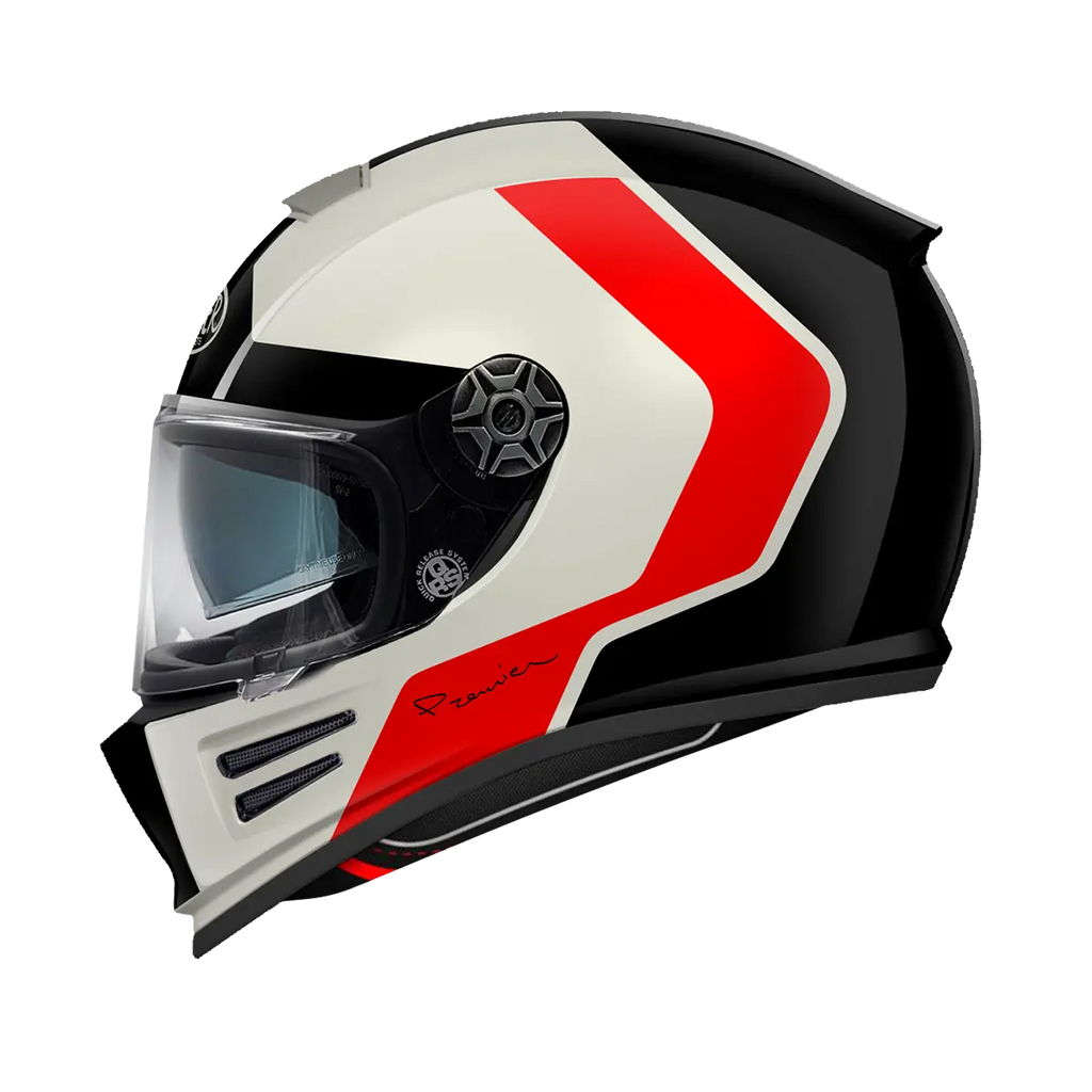 Premier Helmets Commander GP Carbon Mat Hjelm Sort Rød Hvid
