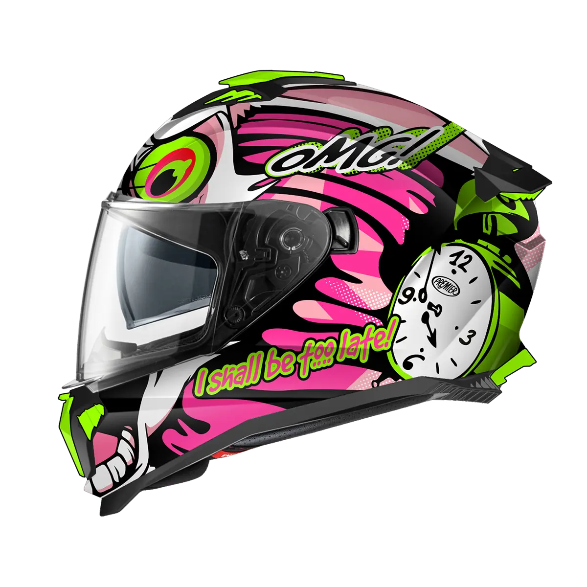 Premier Helmets Typhoon BU Hjelm Hvid Grøn Pink
