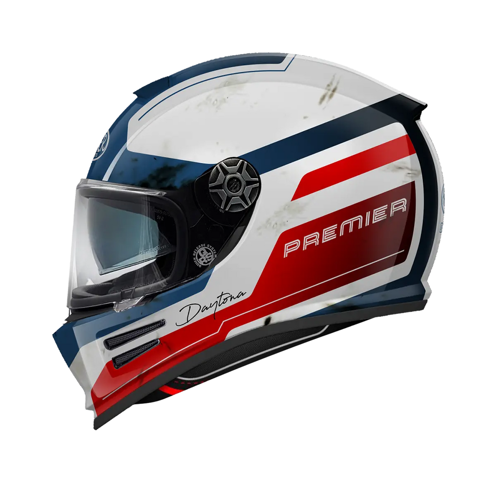Premier Helmets Commander DA Hjelm Hvid Blå Rød