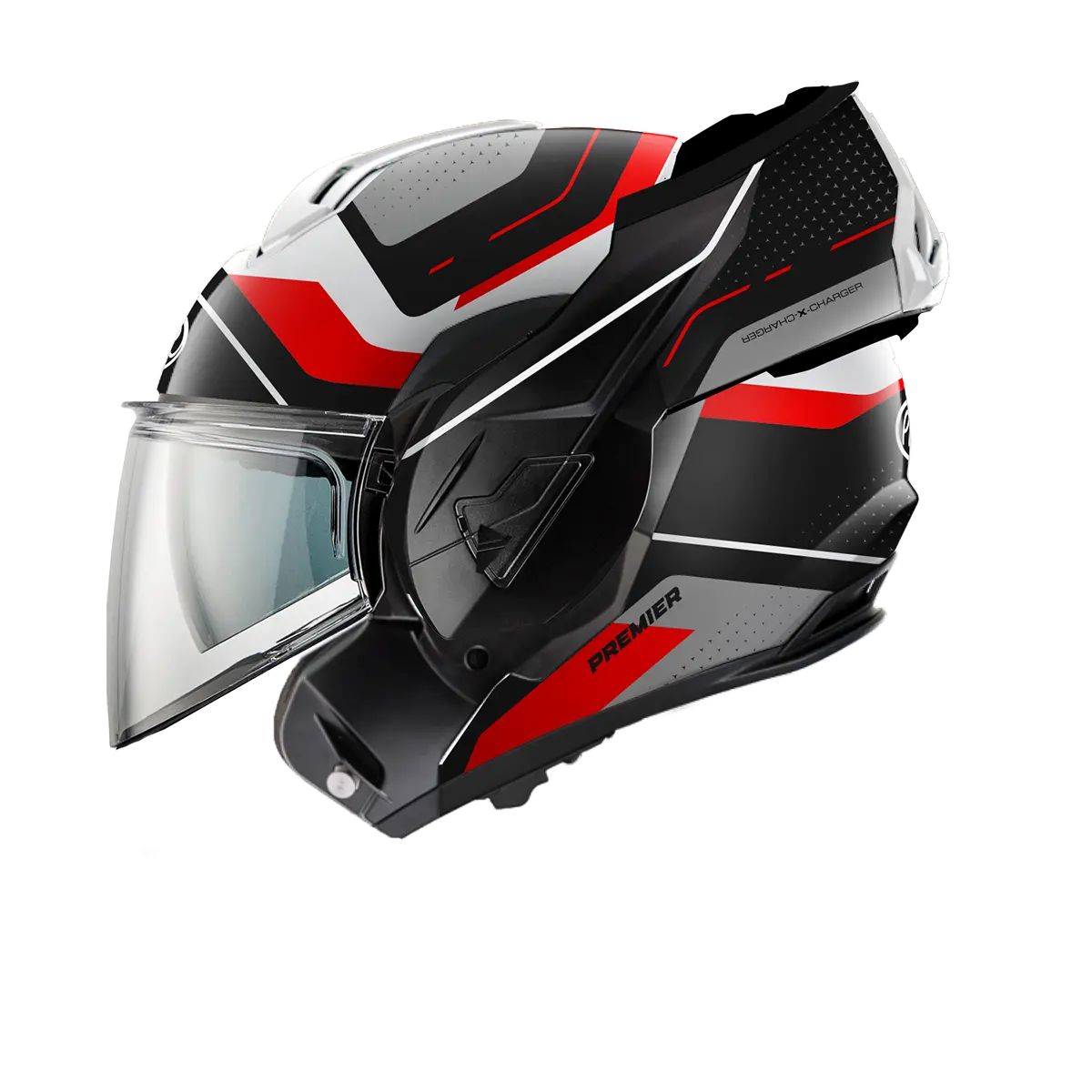 Premier Helmets X-Charger Modulhjelm Sort Grå Rød Hvid