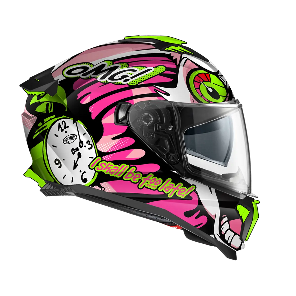 Premier Helmets Typhoon BU Hjelm Hvid Grøn Pink